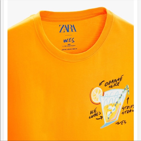 Hard to find! Zara Man Wes Robinson Illustrated Orange Slice Drink Tee Shirt - Picture 4 of 10